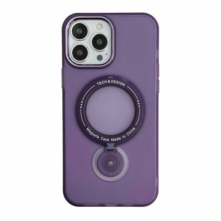 Магнітний чохол з попсокет для iPhone 14 Pro Max + Magsafe Напівпрозорий матовий, Фіолетовий