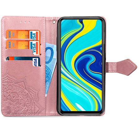 Кожаный чехол (книжка) Art Case с визитницей для Xiaomi Redmi Note 9s / Note 9 Pro / Note 9 Pro Max, Розовый