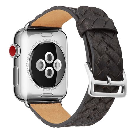 Ремешок кожаный BlackPink с Плетением для Apple Watch, Черный