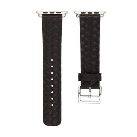 Шкіряний ремінець BlackPink з Плетенням для Apple Watch, Чорний