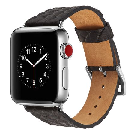 Ремешок кожаный BlackPink с Плетением для Apple Watch, Черный