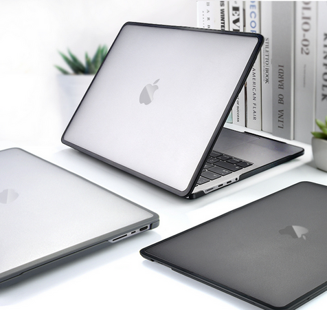 Чехол накладка c силиконовым бампером для Macbook Air 13,6 M2/3/4 A2681, Черный прозрачный + Черный бампер