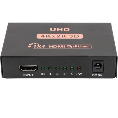Активний HDMI спліттер 1х4 (Black) Full HD, 3D, 4K/2K.