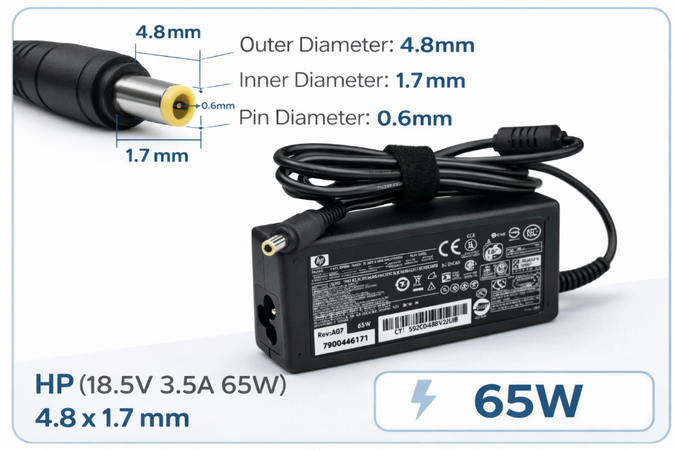 Блок Живлення для ноутбука HP (18.5V 3.5A 65W) 4.8x1.7 мм, універсальний