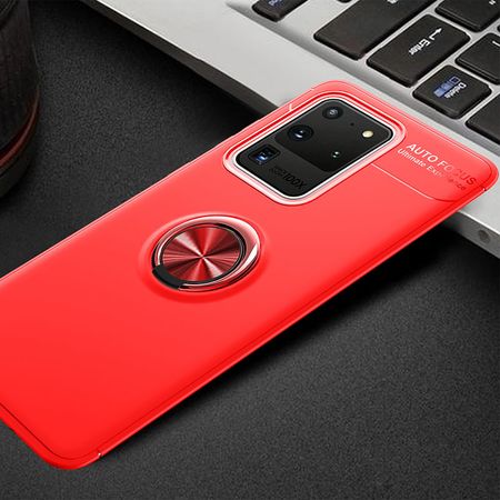 TPU чехол Deen ColorRing под магнитный держатель (opp) для Samsung Galaxy S20 Ultra, Красный / Красный