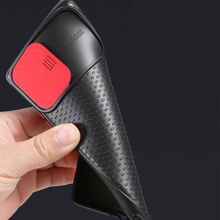 Чехол Camshield Black TPU со шторкой защищающей камеру для Samsung Galaxy S10 Lite, Черный / Красный