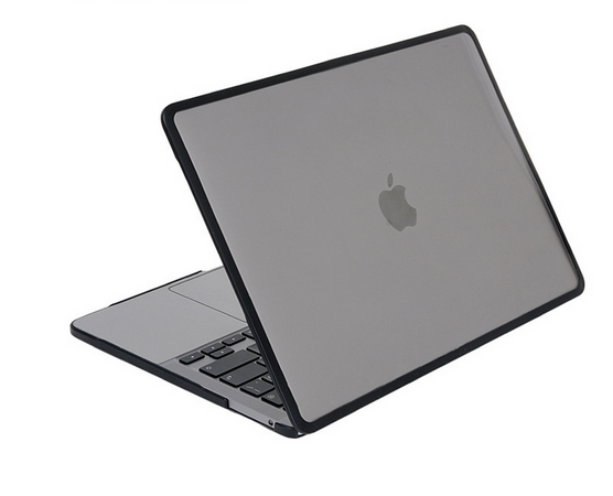 Чехол накладка c силиконовым бампером для Macbook Pro 13,3" A1989, A2159, A2251, A2289, A2338,Черный прозрачный + Черный бампер
