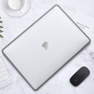 Пластикова накладка c силіконовим бампером для Macbook Pro 16" A2485, A2780, Прозорий + Сірий бампер