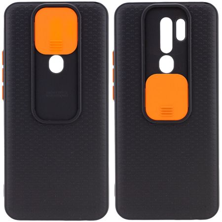 Чехол Camshield Black TPU со шторкой защищающей камеру для Xiaomi Redmi 9, Черный / Оранжевый