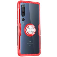Чехол Deen CrystalRing for Magnet (opp) для Xiaomi Mi 10 / Mi 10 Pro, Бесцветный / Красный