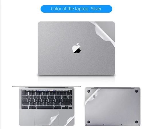 Виниловое покрытие наклейка для MacBook (Крышка, Низ, Трекпад, Внутреняя часть), MacBook Air A1932, A2337 Silver