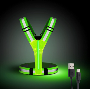 LED светоотражающий жилет с подсветкой USB (для бега, спорта, велосипеда, работы), Green