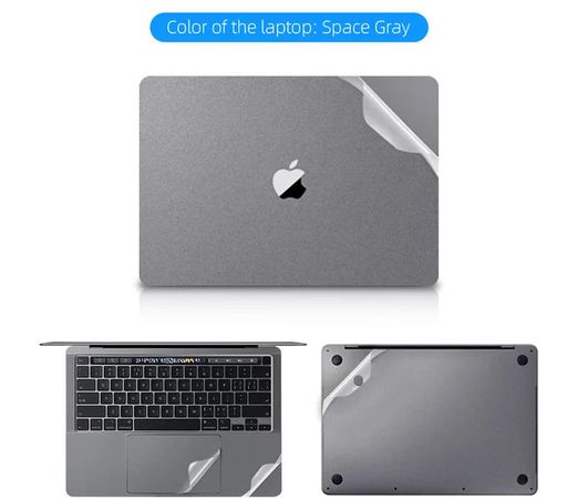 Виниловое покрытие наклейка для MacBook (Крышка, Низ, Трекпад, Внутреняя часть), MacBook Air A1932, A2337 Gray