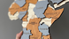 Многослойная Карта Мира на стену серо-коричневая, L (200*130 cm) С названиями стран и штатов