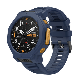 Силіконовий ремінець Armor Sport із захисним корпусом для Amazfit T-Rex 3 Pro, 22 мм, синій