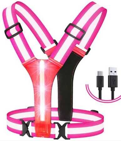 LED світловідбиваючий жилет з підсвіткою USB (для бігу, спорту, велосипеда, роботи), Pink